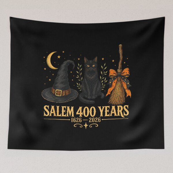 Item preview, Salem 400 Years Anniversary Witch Hat Cat Broom Halloween designed and sold by Denenberg Jardel.