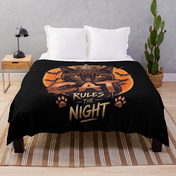 Item preview, Cat Rules The Night Black Cat Halloween Gothic Design designed and sold by Retro Whiskers.