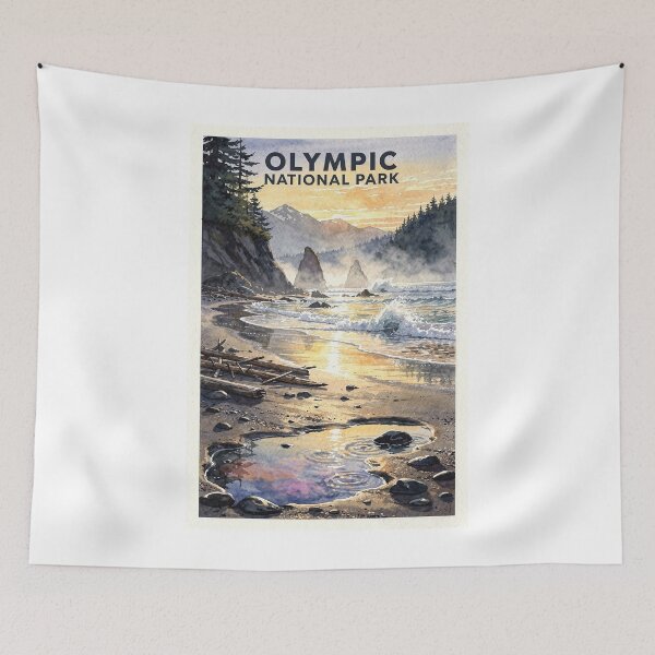 Item preview, Olympic National Park Washington Vintage Watercolor Travel designed and sold by Teelogic.