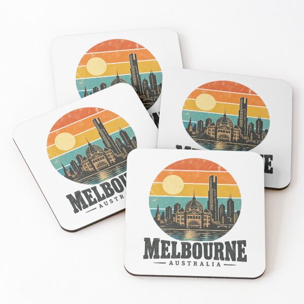 Item preview, Melbourne Australia Retro Sunset Skyline Flinders Street Station Yarra River Travel Souvenir designed and sold by Yellowriversss.