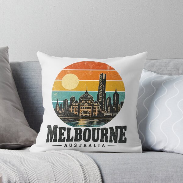 Item preview, Melbourne Australia Retro Sunset Skyline Flinders Street Station Yarra River Travel Souvenir designed and sold by Yellowriversss.