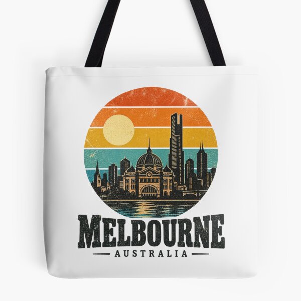 Item preview, Melbourne Australia Retro Sunset Skyline Flinders Street Station Yarra River Travel Souvenir designed and sold by Yellowriversss.