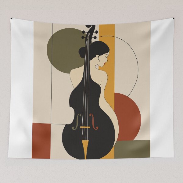 Item preview, Woman and Cello Art Print, Cellist Print, Bauhaus Music Art, Cello Player Gift, Abstract Woman Print, Mid Century Modern Decor designed and sold by Studio pod Burom.