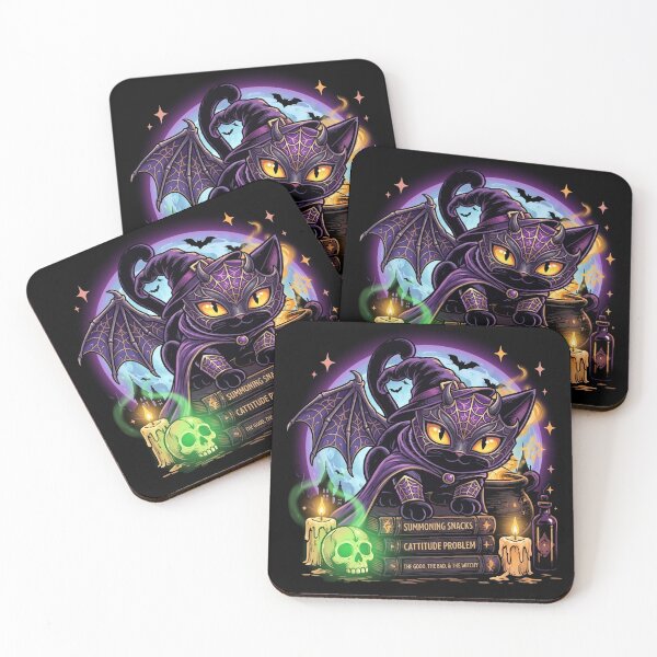 Item preview, Witch Cat Summoning Snacks Cattitude Problem Halloween Black Cat designed and sold by Retro Whiskers.
