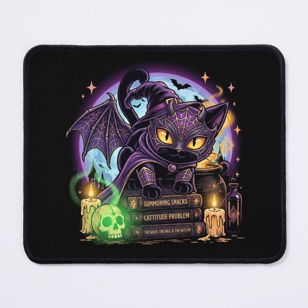 Item preview, Witch Cat Summoning Snacks Cattitude Problem Halloween Black Cat designed and sold by Retro Whiskers.