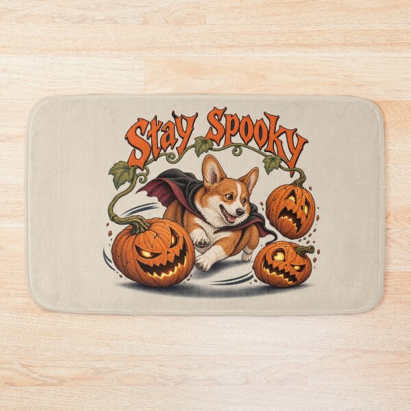 Item preview, Stay Spooky Running Vampire Corgi Dog & Pumpkins designed and sold by MythicCotton.