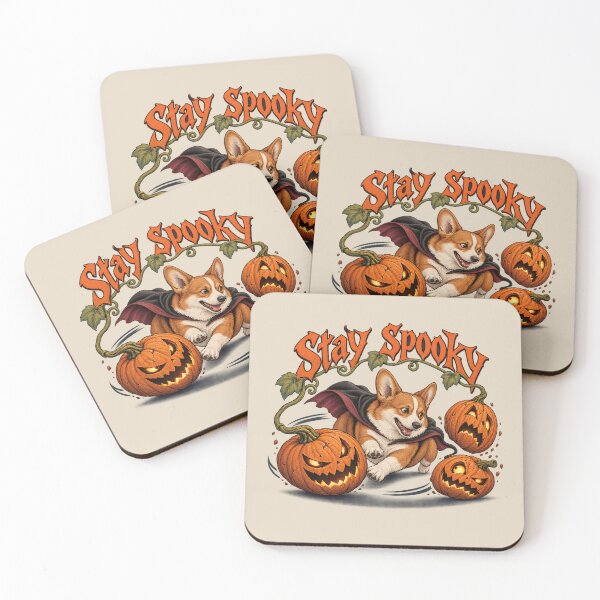 Item preview, Stay Spooky Running Vampire Corgi Dog & Pumpkins designed and sold by MythicCotton.