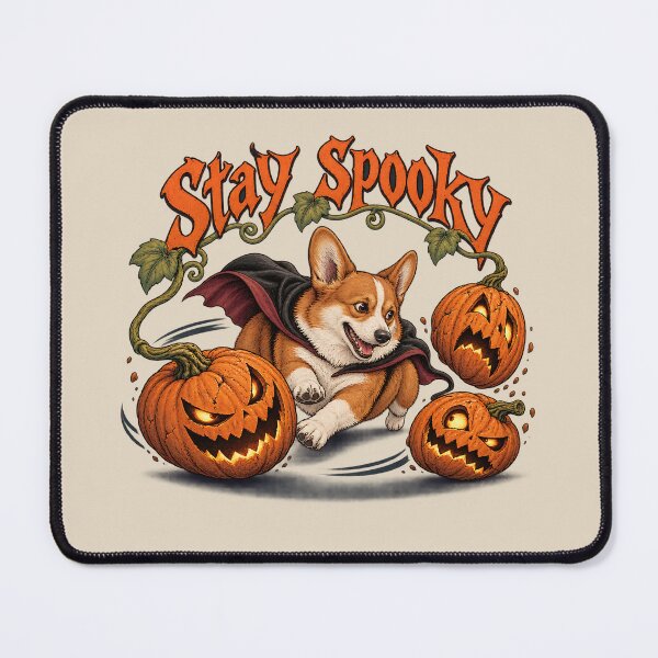 Item preview, Stay Spooky Running Vampire Corgi Dog & Pumpkins designed and sold by MythicCotton.