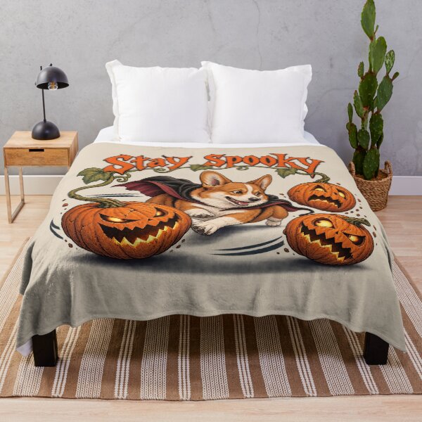 Item preview, Stay Spooky Running Vampire Corgi Dog & Pumpkins designed and sold by MythicCotton.