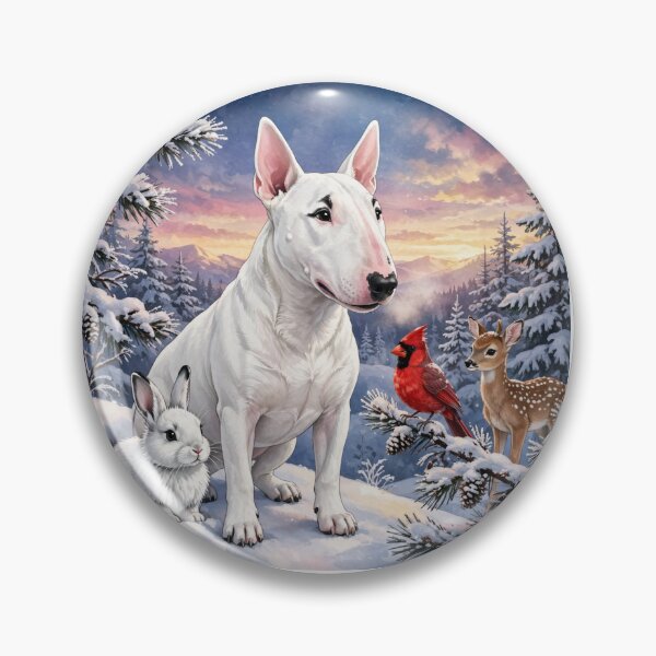 Item preview, Bull Terrier with Woodland Friends Winter Solstice Dawn designed and sold by LunaAdventurer.