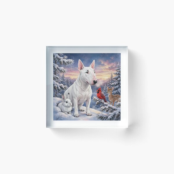 Item preview, Bull Terrier with Woodland Friends Winter Solstice Dawn designed and sold by LunaAdventurer.