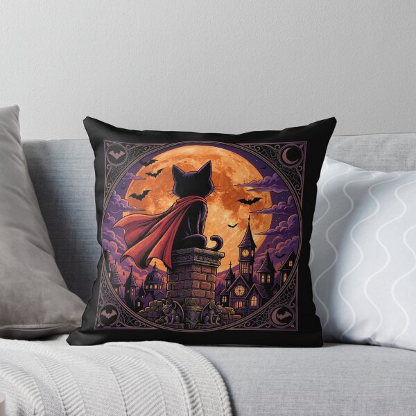 Item preview, Gothic Black Cat Halloween Moon Dark Fantasy Art designed and sold by Retro Whiskers.
