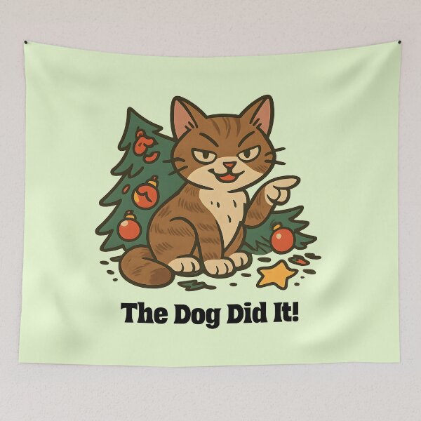 Item preview, The Dog Did It Funny Christmas Cat designed and sold by Sachie's Studio.