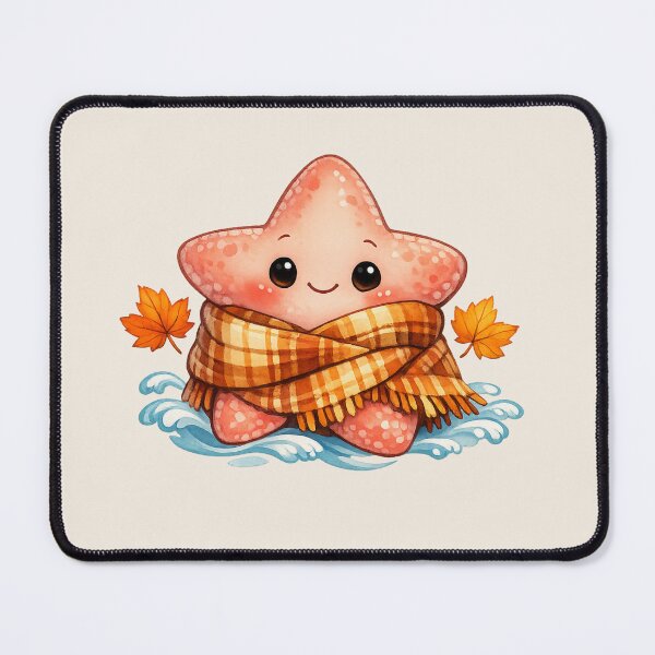 Item preview, Cozy Starfish Wrapped in Scarf - Cute Autumn Marine Art designed and sold by DariaCraft.