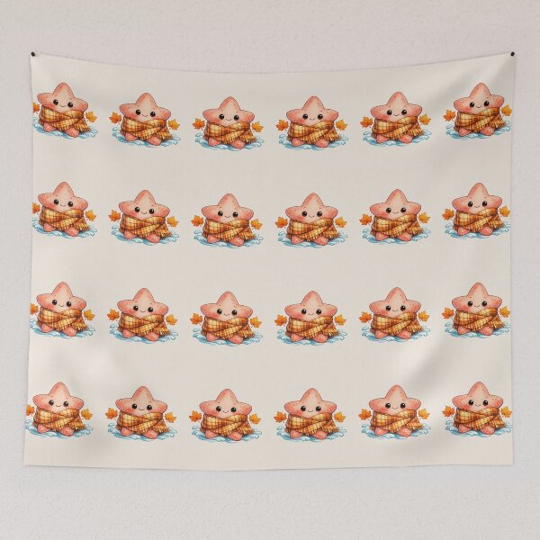 Item preview, Cozy Starfish Wrapped in Scarf - Cute Autumn Marine Art designed and sold by DariaCraft.