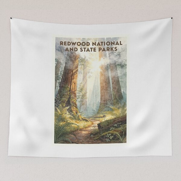 Item preview, Redwood National and State Parks California Vintage Watercolor Travel designed and sold by Teelogic.