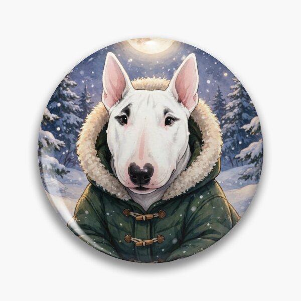 Item preview, Bull Terrier in Winter Coat Under Full Moon Solstice Night designed and sold by LunaAdventurer.