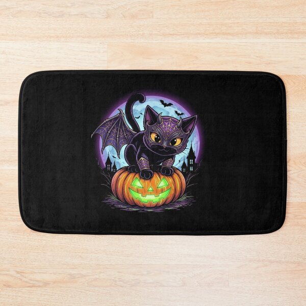 Item preview, Black Bat Cat Halloween Spooky Gothic Fantasy Pumpkin  designed and sold by Retro Whiskers.