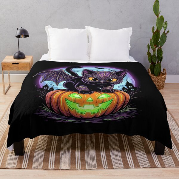 Item preview, Black Bat Cat Halloween Spooky Gothic Fantasy Pumpkin  designed and sold by Retro Whiskers.