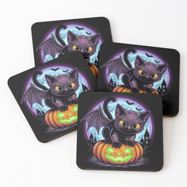 Item preview, Black Bat Cat Halloween Spooky Gothic Fantasy Pumpkin  designed and sold by Retro Whiskers.