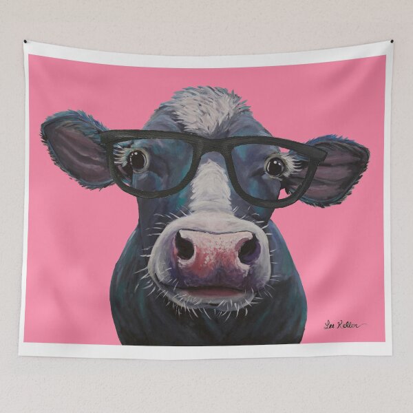 Item preview, Cow Art, Clara Belle Cow with Glasses Art designed and sold by leekellerart.