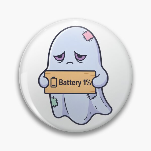 Item preview, Cute Spooky Ghost with 1% Battery Level Sign designed and sold by JIGUWORLD.