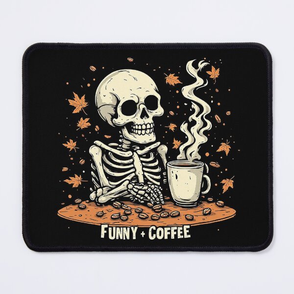 Item preview, Skeleton Coffee Lover - Spooky Autumn Leaves Halloween Art designed and sold by emiliacreations.