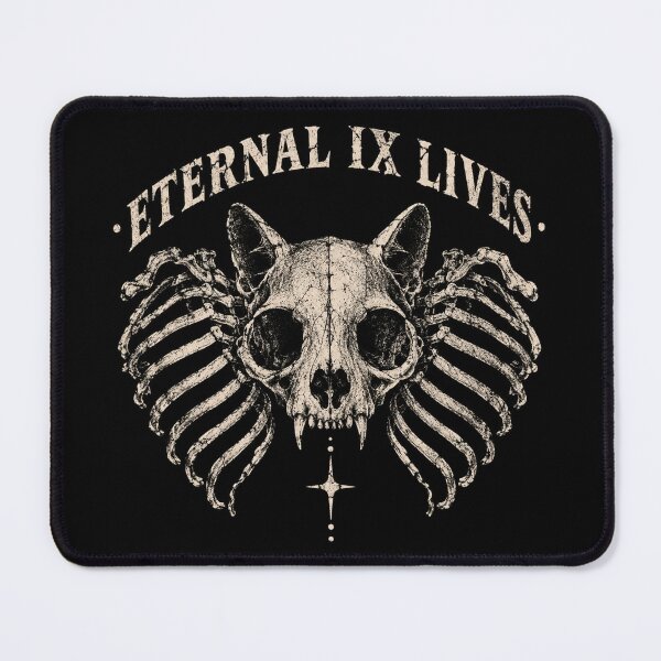 Item preview, Eternal Nine Lives Cat Skull with Ribcage Wings Skeleton Cat Gothic Dark Art Memento Mori designed and sold by Yellowriversss.