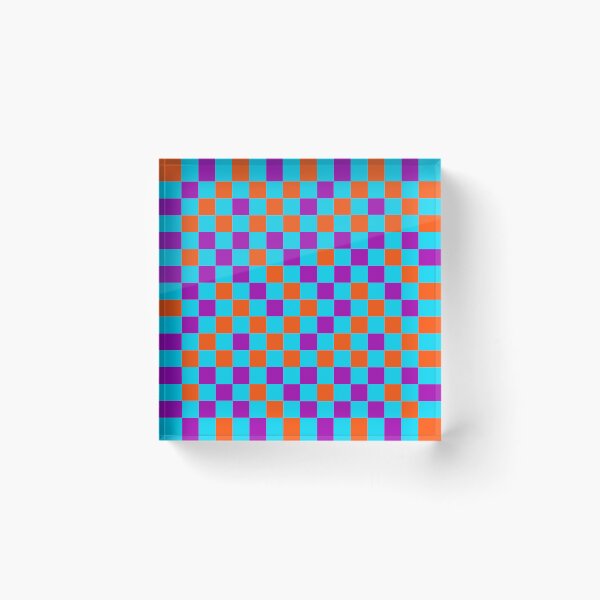 Item preview, Orange And Purple On Blue Checkered Pattern   designed and sold by PatternTitan.