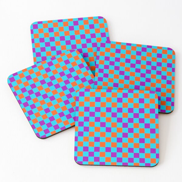 Item preview, Orange And Purple On Blue Checkered Pattern   designed and sold by PatternTitan.