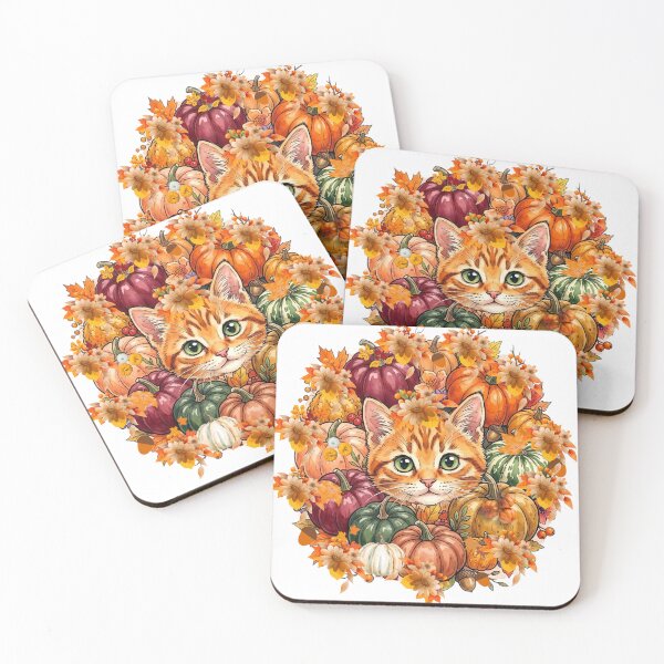 Item preview, Sweet Thanksgiving Orange Cat in Pumpkin Patch  designed and sold by VibranPalette.