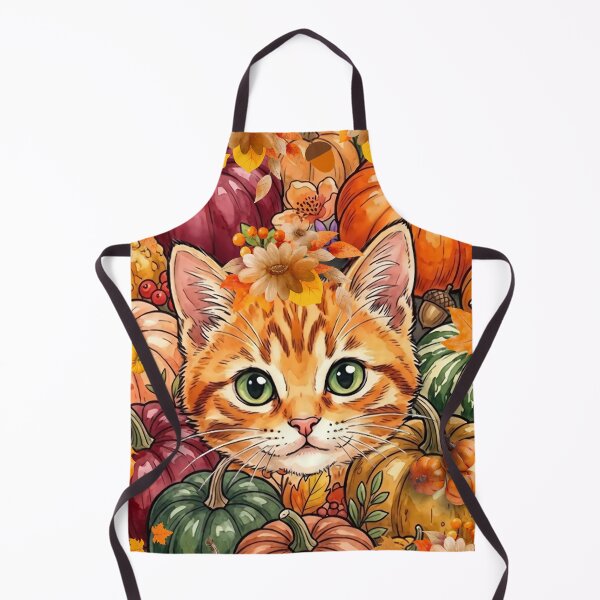 Item preview, Sweet Thanksgiving Orange Cat in Pumpkin Patch  designed and sold by VibranPalette.