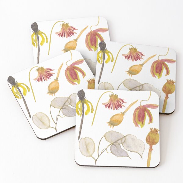 Item preview, Watercolor dried flowers collection with rudbeckia lunaria and poppy heads designed and sold by chovhaniryna.