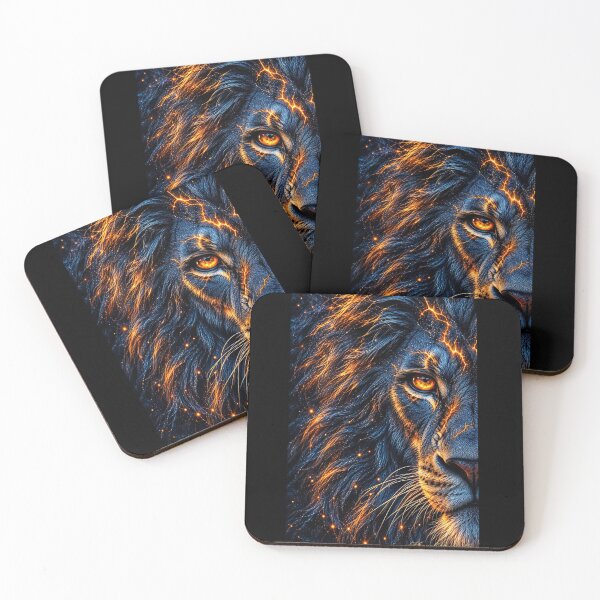 Item preview, Lion Eye Neon Flame - Half Face Animal Artwork designed and sold by KingofHearts25.