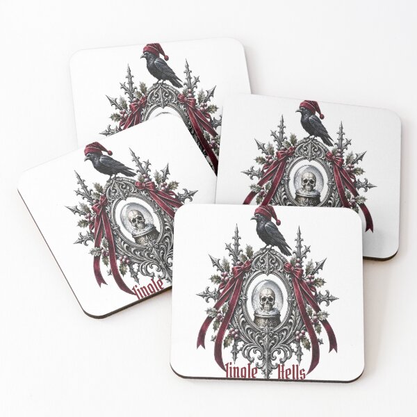 Item preview, Jingle Hells - Gothic Retro Creepmas Skull & Raven designed and sold by CraftyValley.