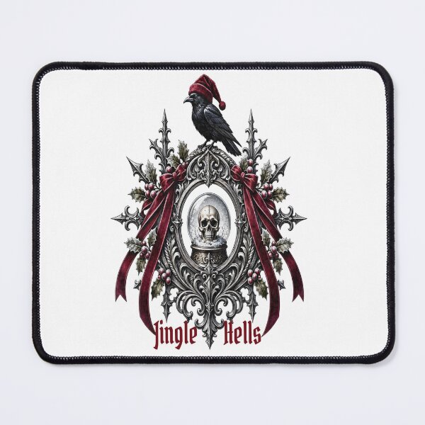 Item preview, Jingle Hells - Gothic Retro Creepmas Skull & Raven designed and sold by CraftyValley.