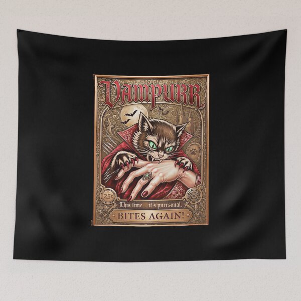 Item preview, Vampurr Bites Again Black Cat Vintage Halloween Vampire  designed and sold by gear-posters.
