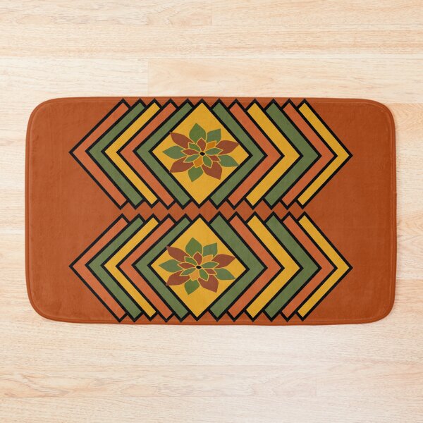 Item preview, Retro Earth Toned Geometric Flower Chevron Lattice designed and sold by IammeemmaI.
