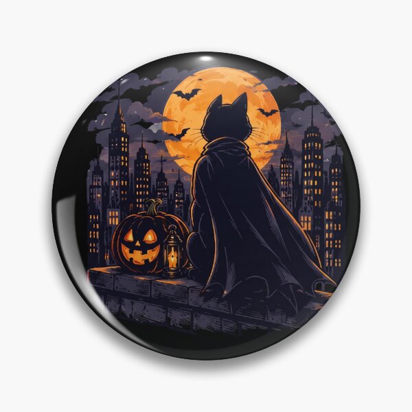 Item preview, Bat Cat Halloween Black Cat Batman Parody Gotham City designed and sold by Retro Whiskers.