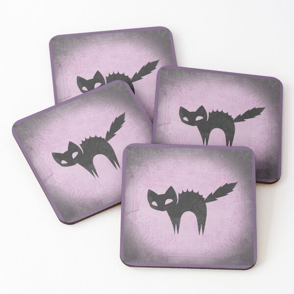 Item preview, A Spooky Arched Black Cat Jagged Silhouette in Grungy Pink designed and sold by Ghoul Enterprises.