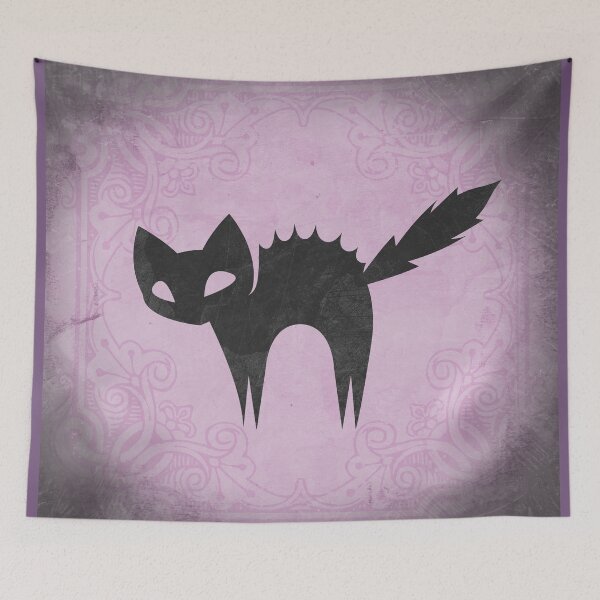 Item preview, A Spooky Arched Black Cat Jagged Silhouette in Grungy Pink designed and sold by Ghoul Enterprises.