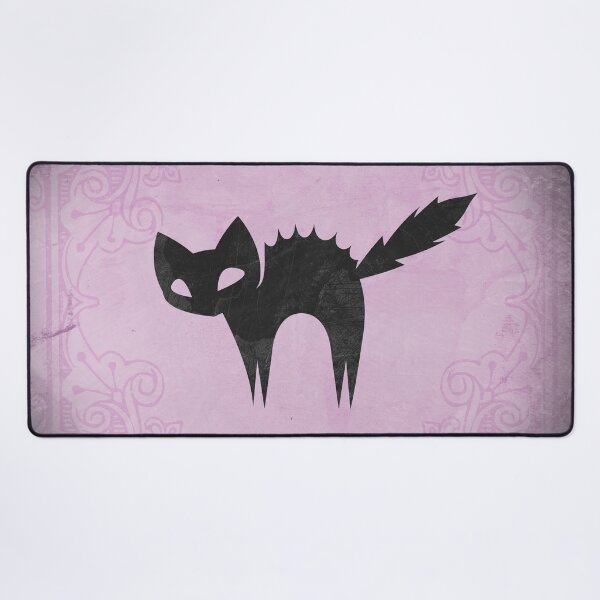 Item preview, A Spooky Arched Black Cat Jagged Silhouette in Grungy Pink designed and sold by Ghoul Enterprises.