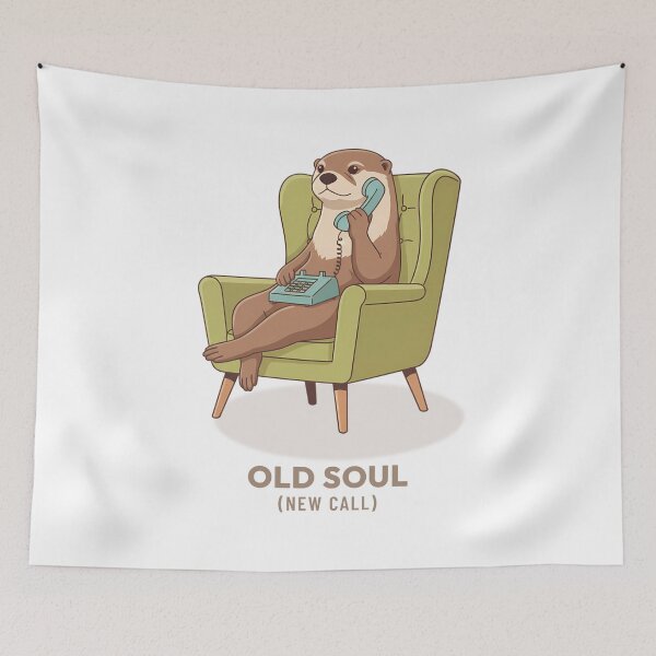 Item preview, Cozy Otter Talking on Telephone Vintage Aesthetic designed and sold by COZY VINTAGE animal.