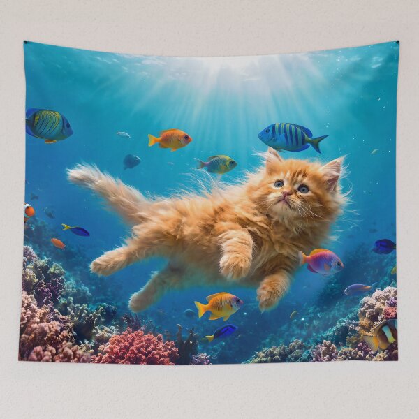 Item preview, Kittens Love Fishies designed and sold by Lava Tigers Art.