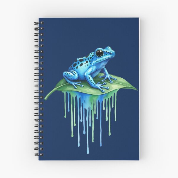 Item preview, Blue Poison Dart Frog Watercolor Dripping Leaf Illustration designed and sold by Exquisite Design Studio „Paculówka”.