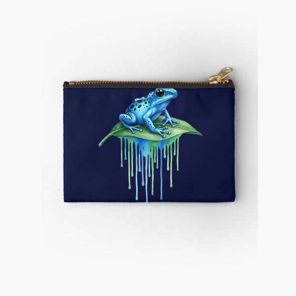 Item preview, Blue Poison Dart Frog Watercolor Dripping Leaf Illustration designed and sold by Exquisite Design Studio „Paculówka”.