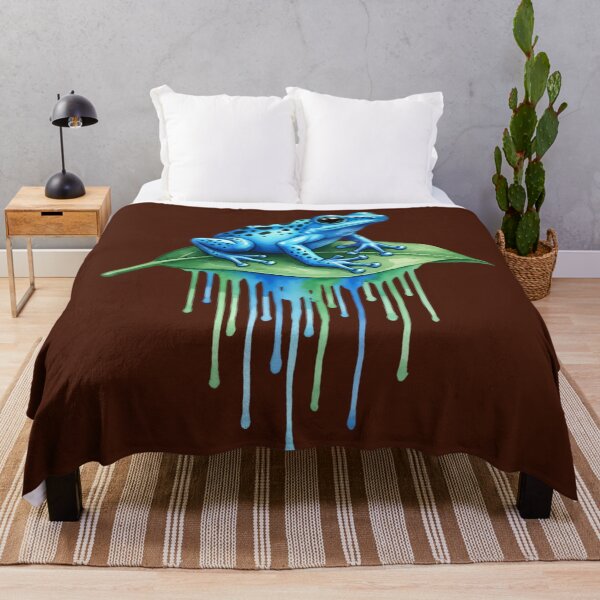 Item preview, Blue Poison Dart Frog Watercolor Dripping Leaf Illustration designed and sold by Exquisite Design Studio „Paculówka”.
