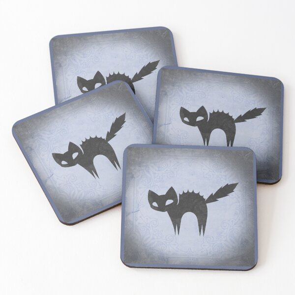 Item preview, A Spooky Arched Black Cat Jagged Silhouette in Blue designed and sold by Ghoul Enterprises.