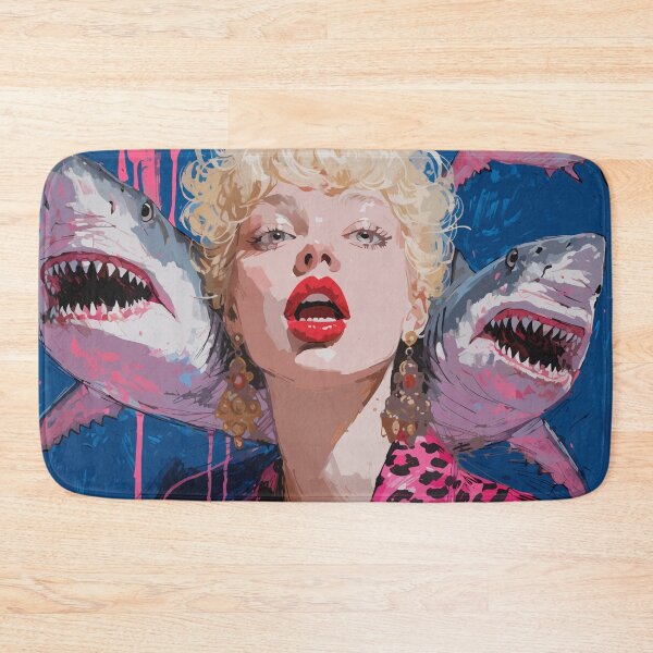 Item preview, Vibrant Pop Art Woman with Swimming Sharks designed and sold by vibescreations6.