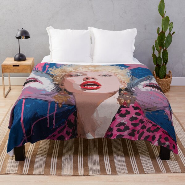 Item preview, Vibrant Pop Art Woman with Swimming Sharks designed and sold by vibescreations6.